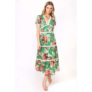 Adelyn Rae Green Tiered Wrap Sundress